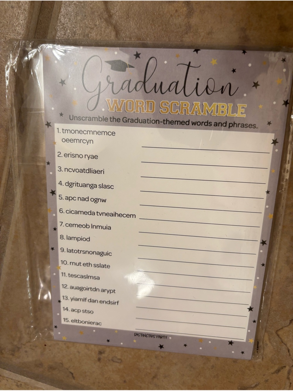 New Graduation Game word scramble 25 Count